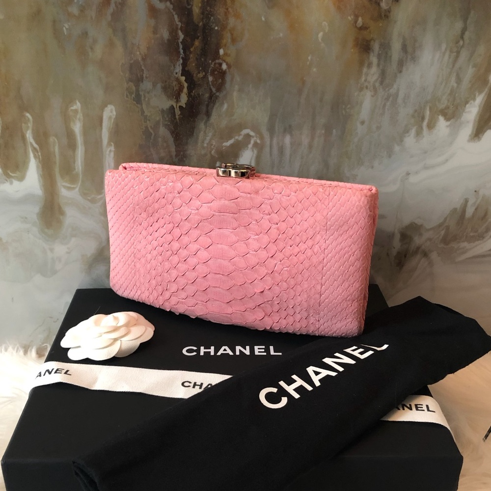 Chanel Pink Python Timeless Clutch